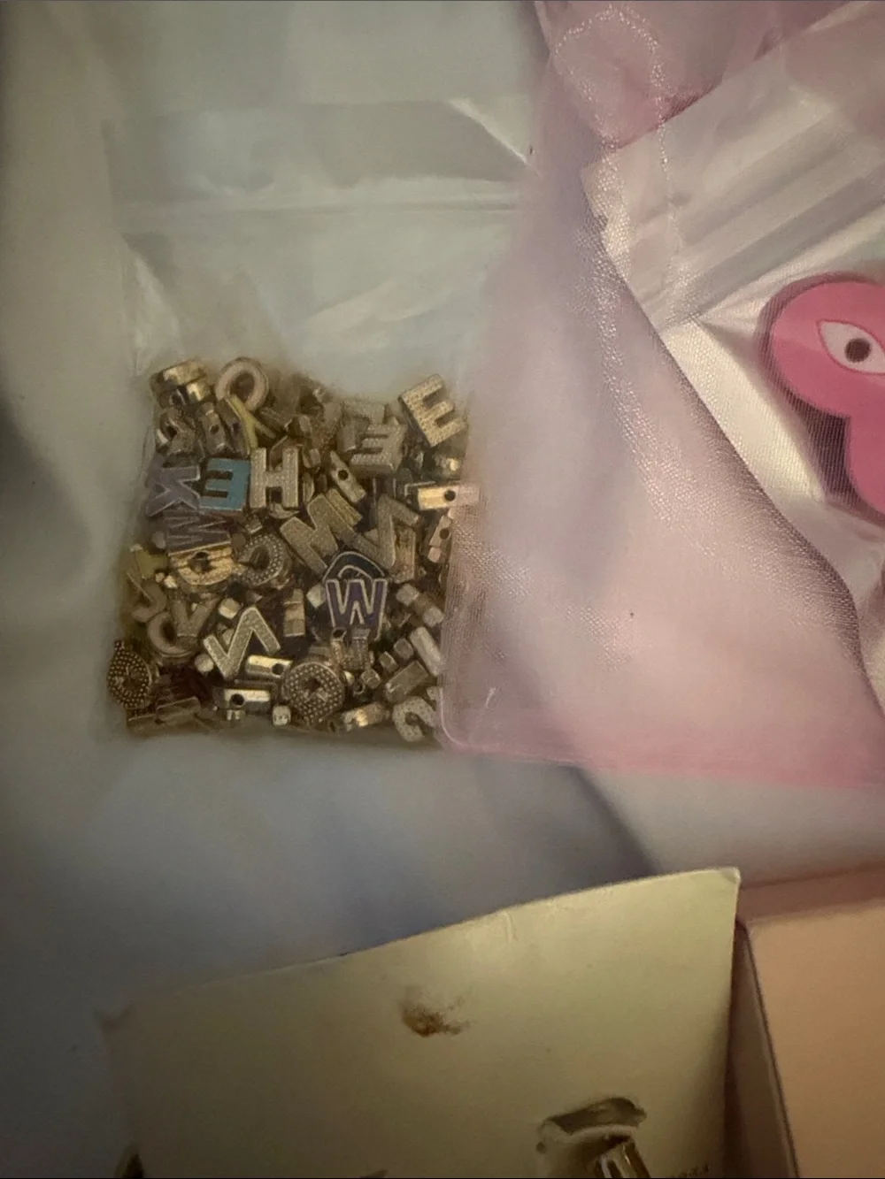 Kids Pink Bunny Charm Set with Assorted Beads